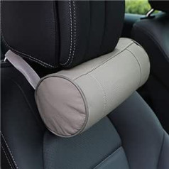 DANDELG Car Neck Pillow Leather Car Cervical Bolster Headrest Support Cushion Pad