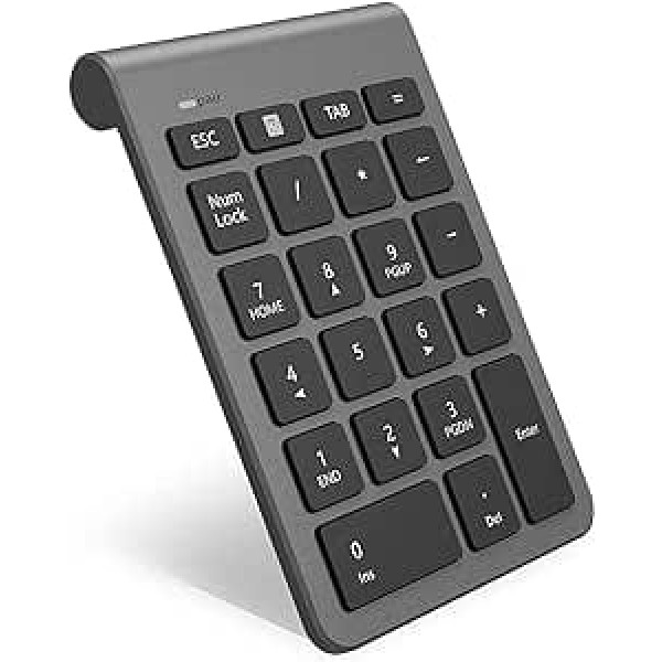 Bluetooth Numeric Keypad, Rytaki Portable Wireless Bluetooth Number Pad with 22 Keys Keyboard extension for accounting and financial applications. Data collection for laptop, desktop, PC and notebook.