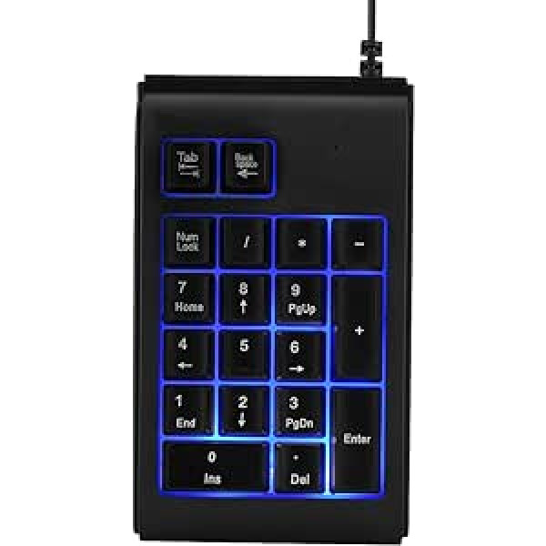 ASHATA ciparu tastatūra, pārnēsājama mehāniskā ciparu tastatūra, USB ciparu tastatūra, ergonomiska 19 taustiņu ciparu tastatūra, ārējās tastatūras tastatūra klēpjdatoram, galddators, dators, melns