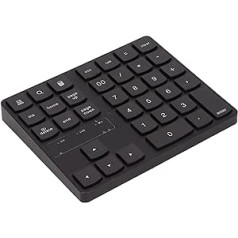 ASHATA Wireless Numeric Keypad with 35 Keys, 2.4G USB Numeric Keypad, Ergonomic Design, Quiet, Fast Rebound, Numpad Keyboard, One-Handed Gaming Keyboard for Laptop Desktop