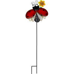 Marienkäfer-Gartenpfahl, Dekorācija, Metall-Marienkäferpfahl, dekoratives Hofschild, Rasen-Ornament, Hofpfahl, Outdoor-Frühlingsdekoration für Terrasse, Hof, Veranda, Weg, Gehweg (Ladybug)