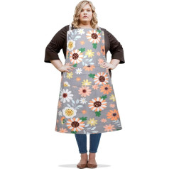 SANFERGE Dāmu Plus Size audekla priekšauts ar 2 kabatām 39 x 96,5 cm īpaši liels XXL priekšauts