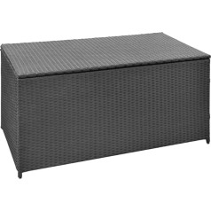 vidaXL Aufbewahrungsbox Poly Rattan Schwarz Auflagenbox Gartentruhe Kissenbox