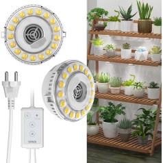 SANSI LED augu lampa, 10 W (ekvivalents 150 W), pilna spektra 2 galvu lampa telpaugiem, piekarināms augu apgaismojums ar laika slēdzi telpaugu plauktam, siltumnīcai, hidroponikai