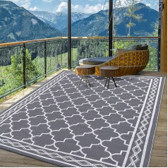 COZYLOOM Outdoor-Teppich, 1,5 x 2,4 m, wasserdicht, wendbar, für Terrasse, Camping, Wohnmobil, Kunststoff, Strohteppich, für Innen- und Außenbereich, marokkanischer Druck, Teppich für Hinterhof, Deck,