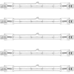 VINBE ECO HaloLine halogēnspuldze, ligzda R7S, T3 halogēnspuldze, 230 V, 230 W = 300 W, 118 mm, silti balta - 2800 K (5 gabali)