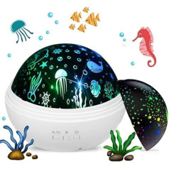 Night Light Projector, Star Projector and Ocean Projector Rotating Projection Lamp for Baby Kids Night Lights (White)