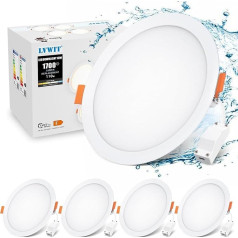 LVWIT LED Deckenspots Flach 230V, 16W 1700lm LED Einbaustrahler Dimmbar Ultra Flach Deckenstrahler, Warmweiß 3000K Neutralweiß 4000K Kaltweiß 6500K LED Spots für Badezimmer Wohnzimmer, 48mm, 4er Set