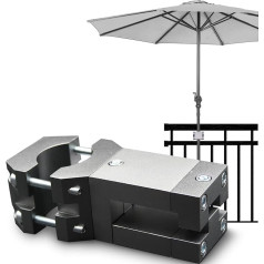 KD-TECH stabilus skėčių laikiklis - skėčių stovas balkonų kvadratiniams turėklams - saugus skėčių tvirtinimas be gręžimo