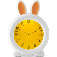 Alecto BC100BUNNY Children's Alarm Clock - Bedside Lamp Helps Children Get A Sense of Time - Night Light Stimulates Children to Stay in Bed - Adjustable Night Light - White