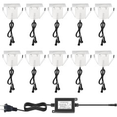 TPMAFF LED-Bodeneinbauleuchten,10er-Pack Niederspannung DC 12 V Bodeneinbaustrahler Außen,IP67 Wasserdicht Terrasse Einbauleuchten,Einbauleuchten Außen Terrasse Garten Led Lampe