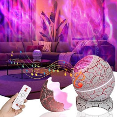 copap Starry Sky Projector, Dinosaur Egg Galaxy Star Projector, Night Light with Bluetooth Music Player with White Noise, Star Projector with Remote Control (White)