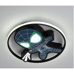 Ceiling Light LED Dimmable Children's Room Lamp Boys Bedroom Black Spider-Man Ceiling Light with Remote Control Creative Cartoon Marvel Round Ceiling Lighting Modern Children's Baby Room Wall Lamp (57