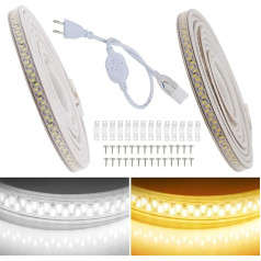 FOLGEMIR 30 m LED lente - vēsā baltā krāsā, 5630 SMD 180 LED/m lente, ļoti spilgts apgaismojums, IP65 ūdensizturīga gaismas caurule, 220 V 230 V LED lente mājas, virtuves, dārza, ballīšu DIY dekorēšanai