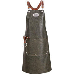 Brickwalls & Barricades Leather Bib Apron BBQ Apron with Shoulder Straps Pocket Washable for Women Men Chef