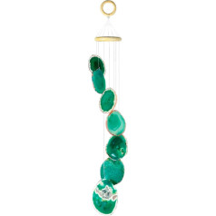 KYEYYGWO Zaļā agāta diski Geode Wind Chime Sun Catcher Crystal Stone Chime mākslas darbs mājas dārza dekorēšanai 70-85 cm