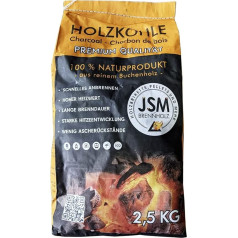 Aukščiausios kokybės grilio medžio anglis JSM® | Grilio medžio anglis Steak House medžio anglis | 2,5 kg pakuotėje 6 pakuotės