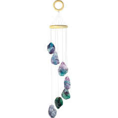 KYEYYGWO Krāsaini agāta diski Geode Wind Chime Sun Catcher Crystal Stone Chime mākslas darbs mājas dārza dekorēšanai 35-50 cm