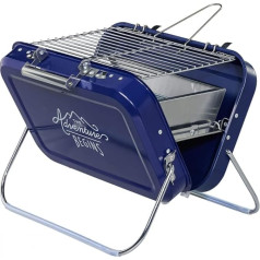 Gentlemen's Hardware Tragbarer Grill, leichter Koffer-Stil in Edelstahl, Farbe: navy/blau, 32 x 31,5 x 40 cm, GEN253, Grill und Kohleschale inklusive