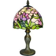 Tokira Tiffany Leitmotiv galda lampa Vintage, E14 DIY vitrāžas rotājums lauku mājas stila ziedu nakts gaisma, jauniešu stila galda lampa guļamistabai/dzīvojamai istabai/bērnu istabai [bez spuldzēm]