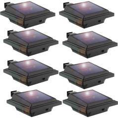 KEENZO LED saules gaismas lukturis, saules gaismas āra apgaismojums, 25 LED saules gaismas diodes, automātiska ieslēgšanās/izslēgšanās, melns, vēsā baltā krāsā (8 gab.)