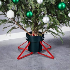 Tidyard Christmas Tree Stand Metal Frame Christmas Tree Holder Water Container Green and Red 46 x 46 x 19 cm