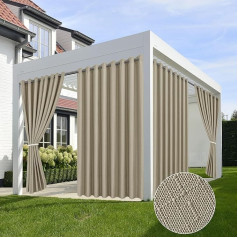 HolidayIdeas lina aizkari āra terases aizkari 4 paneļi Ūdensizturīgs Taupe āra aizkari 110 x 108 collu lapene Wide aizkari Laikapstākļu izturīgs privātums Pergola veranda Cabana