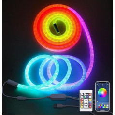 ALITOVE 5M WS2811 RGB RGB IC neona LED sloksne 360° gaismas apaļa tīklveida LED sloksne Krāsu maiņa neona gaisma App Control Music Sync guļamistabai Mājas DIY apgaismojums