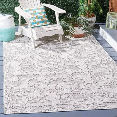 SAFAVIEH Global Collection GLB224F Teppich, fusselfrei und pflegeleicht, für drinnen und draußen, waschbar, 1,52 m x 2,1 m, Grau und Hellgrau, Design