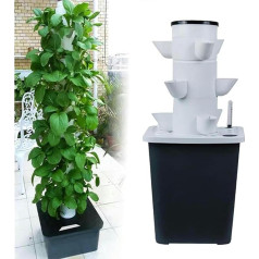 FLTRGO Hydroponik-Turm, Garten-Hydroponik-Anbausystem, Aeroponik-Anbauset für Kräuter, Obst und Gemüse mit Feuchtigkeitspumpe, Adapter, Netztöpfen, Ti