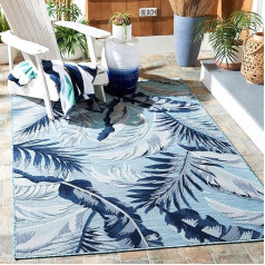 Safavieh Cabana Collection CBN452J Tropischer Innen- und Außenbereich, fusselfrei, einfache Reinigung, Terrasse, Hinterhof, Veranda, Deck, Schlammraum, 2,4 x 3,4 m, Aqua/Marineblau