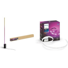 Philips Hue Gradient Signe stāvlampa melna, 1800 lm, 16 miljoni krāsu un gradientu & Hue White & Colour Amb. Lightstrip Plus 2 m bāze, 1600 lm, 16 miljoni krāsu