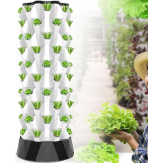 Hidroponikas tornis Garden Hydroponik-Anbausystem Aeroponics-Anbauset Für Kräuter, Obst Und Gemüse Mit Feuchtigkeitspumpe, Adapter, Netztöpfen, Timer Für Kräuter, Obst Und Gemüse, 6 Schichten (10 Sch