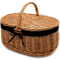 Wicker Wicker Basket Picnic Basket Sturdy Carry Basket with 2 Lids Made of Wicker K1-030-SS