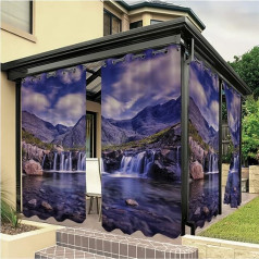 Linfye 2022 Das Neue 2 Stück Outdoor Vorhang Wetterfest 132x275cm, Lila Wunder 3D gedruckt Outdoor Verdunkelungsvorhänge mit Ösen Wasserdicht Sichtschutz Sonnenschutz für Balkon Terrasse