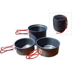 Alpine Mountain Gear Hard Anodized Cook Set (3 gab.), melns līdz