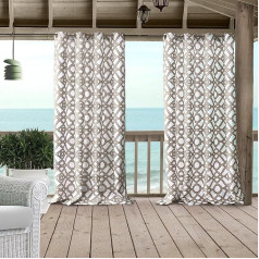 Elrene Home Fashions Marin ģeometriskais dzelzs drukas logu aizkars Patio Pergola Veranda klāja Lanai Natural 50