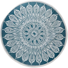 DII Āra paklāju kolekcija Wendbare Gewebte, 152 cm, rund, Blaue Sonnenblume