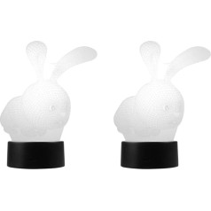 OSALADI Pack of 2 Visual Office Rabbit Without Decorative Acrylic Control LED Light Lights Table Lamp Touch Battery Decor Cafe Home Lamps Illusion D for Decoration Transparent