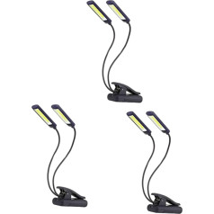 Uonlytech Pack of 3 Double Head Book Clamp LED galda lampa Baterijas galda lampas Portatīva galda lampa Grila lampa Gāzes kakla galda lampa LED lampa Stand Up Lamp Regulējams klipss