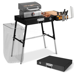 Ueiticsk Klappbarer Grilltisch für den Außenbereich, Blackstone Grillständer, robust und langlebig, Blackstone Grillzubehör mit Müllhalter, Campingtisch für Blackstone Grill, Ninja-Grill, Pizzaofen