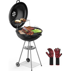 Holzkohlegrill mit Deckel-Holzkohlegrill, 57 cm, Grill für 4-8 Personen,Für Camping & Gartenparty