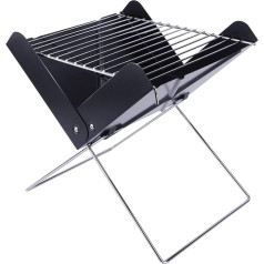 YSSOA 12 Inch Portable Charcoal Grill - Folding Barbecue Laptop Charcoal Grill Removable Folding Mini Table Grill Camping Grill Black