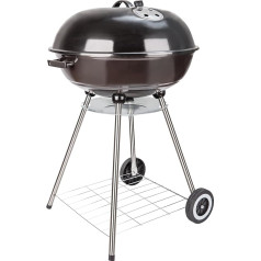 Pārnēsājams kokogļu grils ar riteņiem āra ēdiena gatavošanai BBQ Camping BBQ kokogļu tējkanna - Heavy Duty apaļš ar sabiezinātiem grilu paplātes riteņiem mazam pagalmam 22 collas