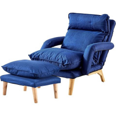 Clipop Spārna krēsls ar tabureti, moderns atpūtas krēsls, polsterēts krēsls ar 5 regulējamiem atzveltnes leņķiem un osmanu, atpūtas krēsls, TV krēsls viesistabai, guļamistabai