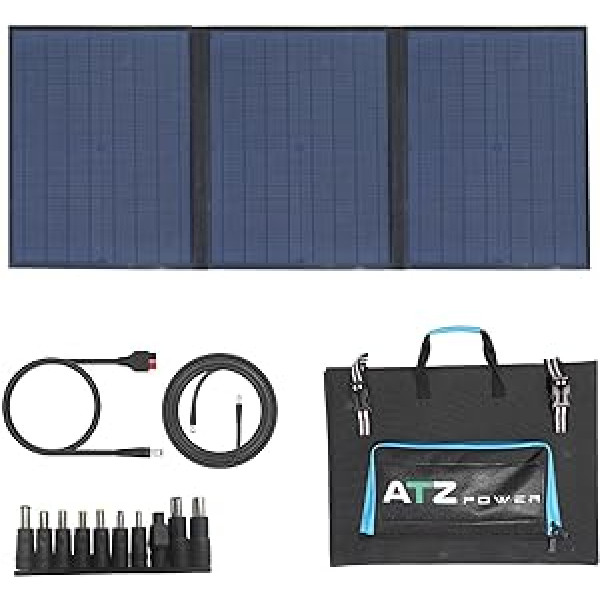 ATZ POWER 60 W saules panelis salokāms saules panelis ar USB-A, USB-C, DC, Anderson portiem. mobilo tālruņu, klēpjdatoru u.c. uzlādēšanai