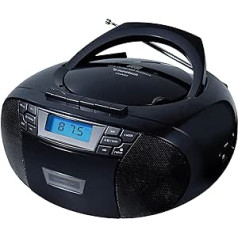 Sunstech CXUM53 pārnēsājama stereo CD radio kasete 2W CD R/RW MP3 WMA FM USB/AUX-IN melns