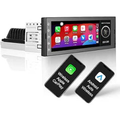 Viena DIN Android automašīnas bezvadu CarPlay automašīnas radio, 6,9 collu skārienekrāna radio multivide ar GPS navigāciju brīvroku zvani WiFi FM SWC USB, Bluetooth automašīnas audio uztvērējs