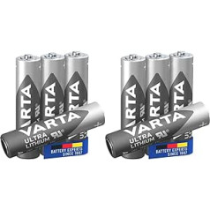 VARTA 4 x Ultra Lithium 1,5 V AAA baterijas, kas ir ideāli piemērotas digitālajām kamerām, rotaļlietām, GPS ierīcēm, sportam un lietošanai ārpus telpām (2 iepakojumā)