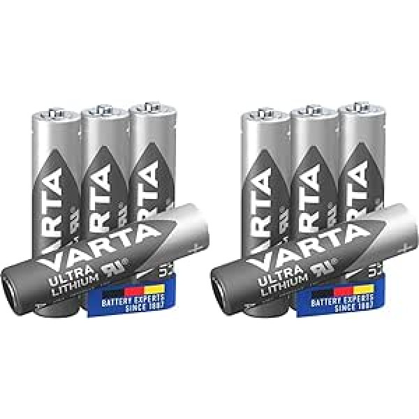 VARTA 4 x Ultra Lithium 1,5 V AAA baterijas, kas ir ideāli piemērotas digitālajām kamerām, rotaļlietām, GPS ierīcēm, sportam un lietošanai ārpus telpām (2 iepakojumā)